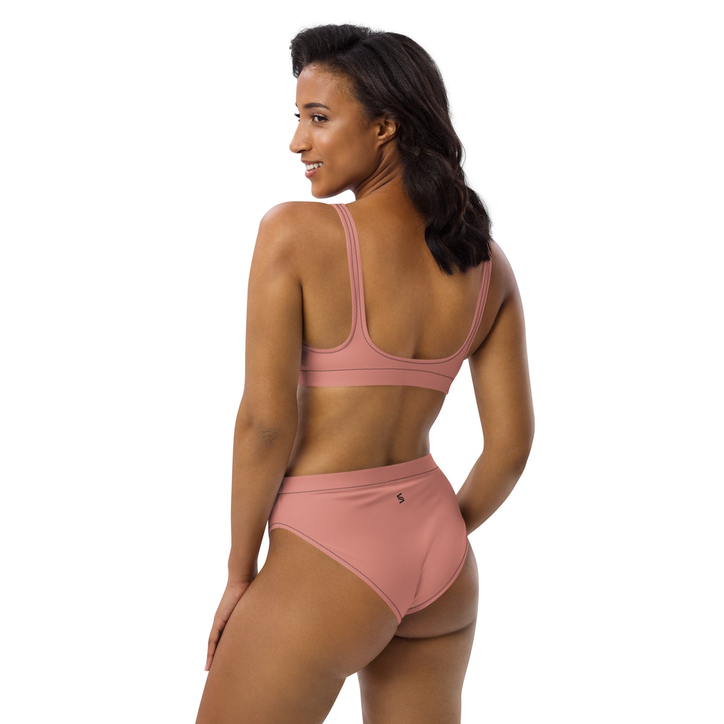 Classic Solid Color Women's Eco High-Waisted Bikini (Petite Orchid)
