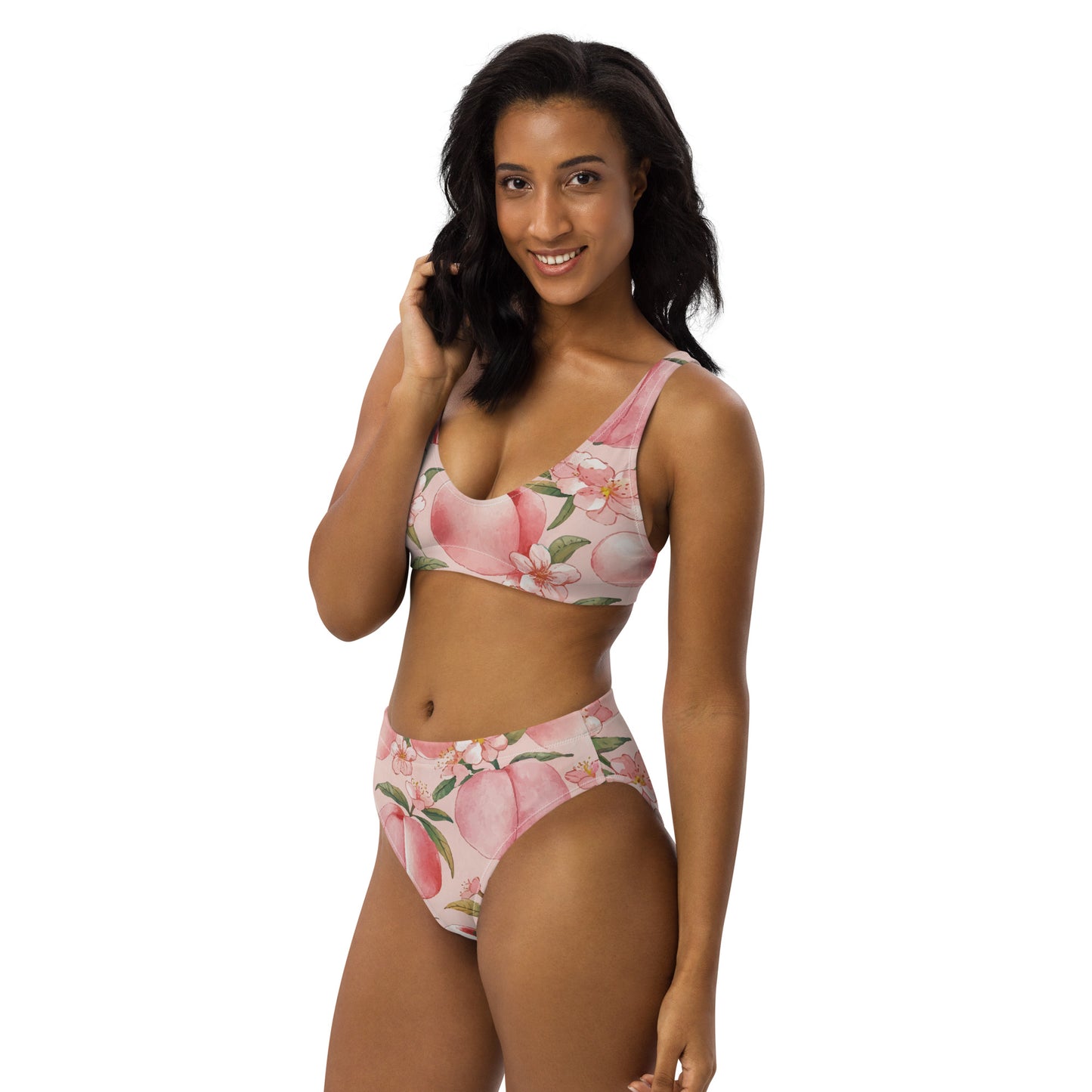 Peach Blossoms Women's Eco High-Waisted Bikini