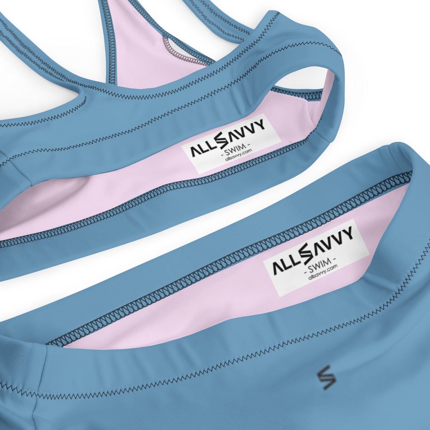 Classic Solid Color Women's Eco High-Waisted Bikini (Butterfly Blue)