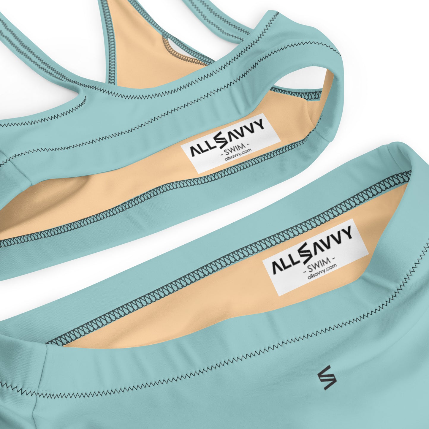 Classic Solid Color Women's Eco High-Waisted Bikini (Pale Cerulean)