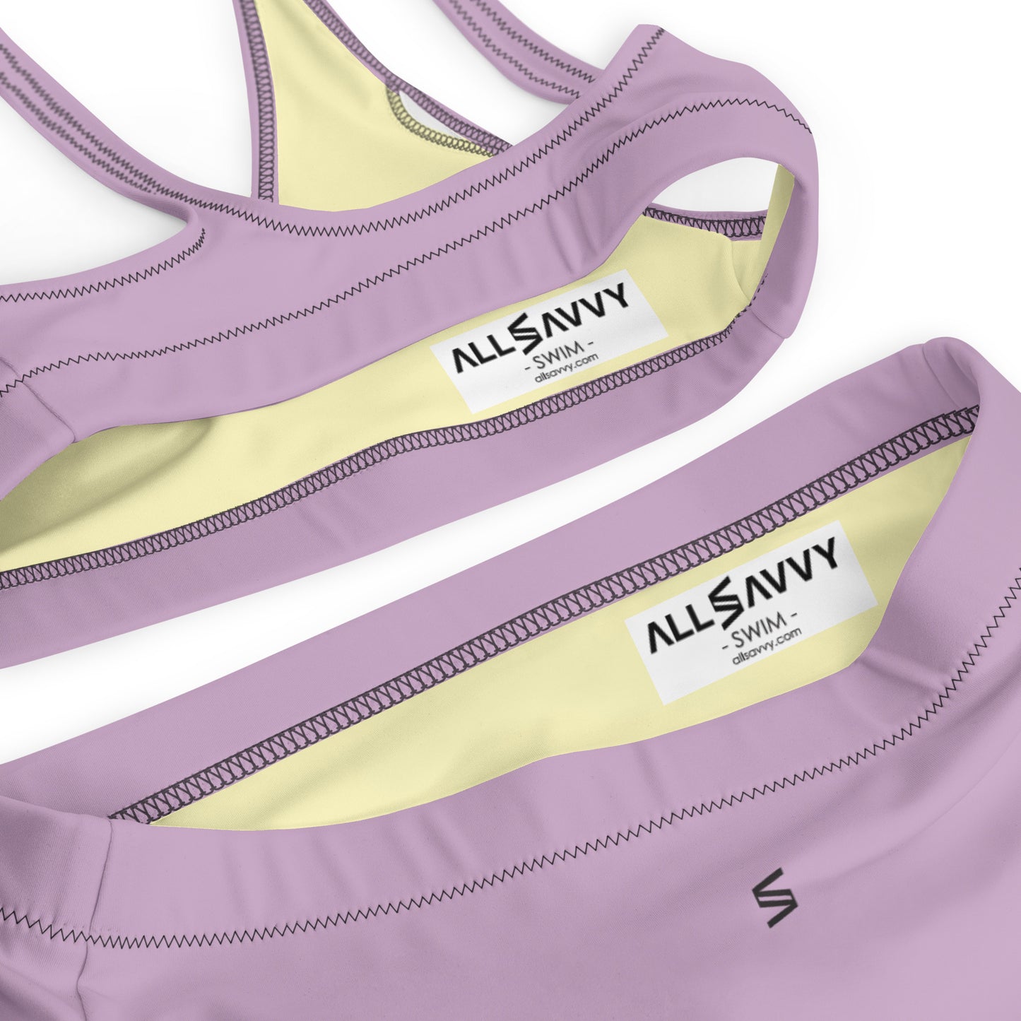 Classic Solid Color Women's Eco High-Waisted Bikini (Pastel Wisteria)
