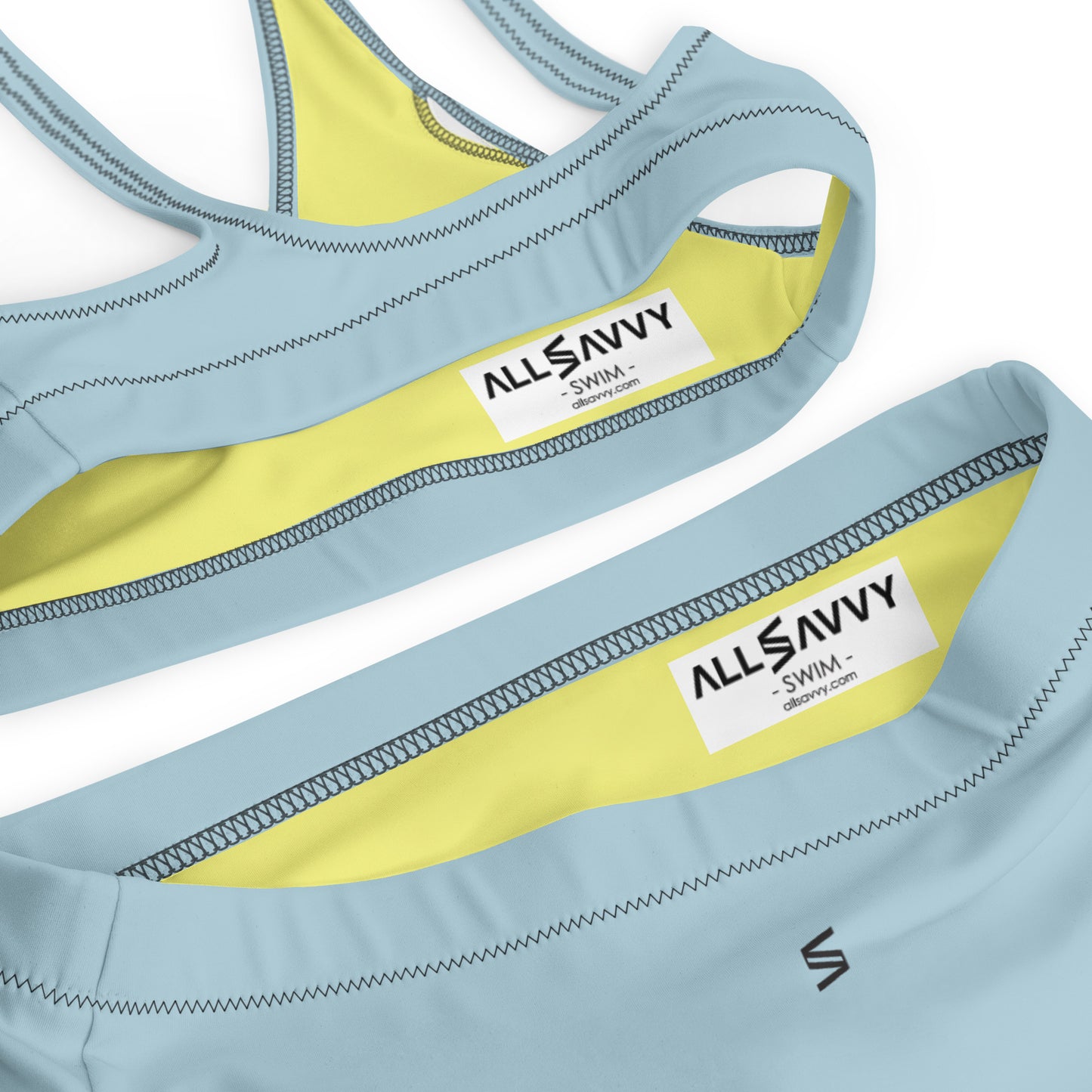 Classic Solid Color Women's Eco High-Waisted Bikini (Atmos Blue)