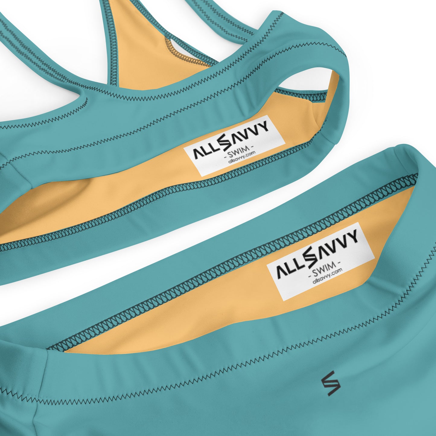 Classic Solid Color Women's Eco High-Waisted Bikini (Atoll Aqua)