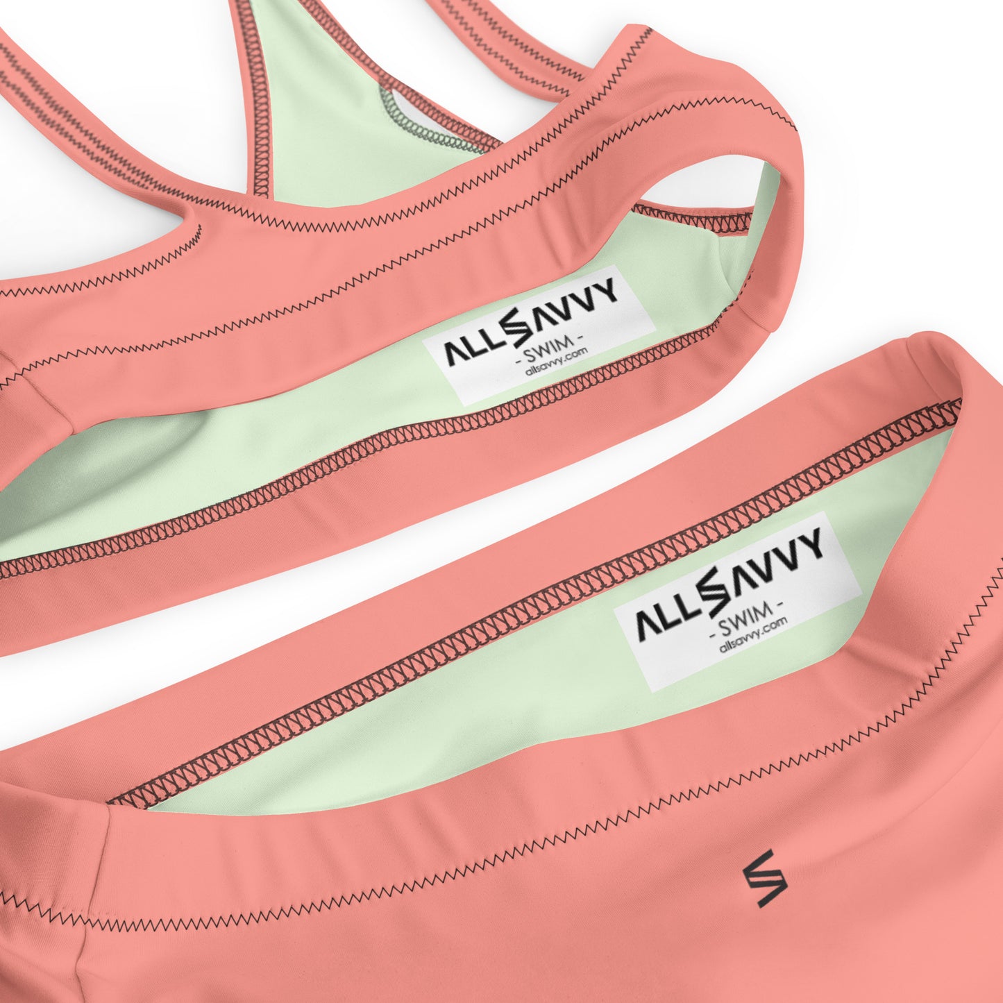 Classic Solid Color Women's Eco High-Waisted Bikini (Peachy Pink)