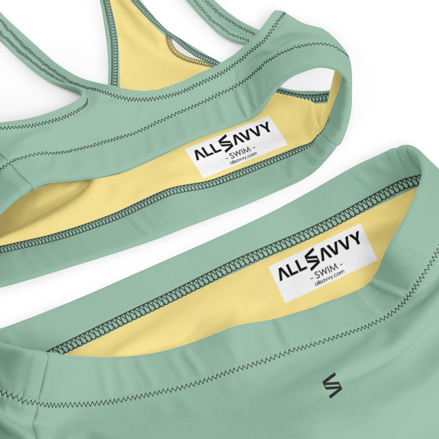 Classic Solid Color Women's Eco High-Waisted Bikini (Minty Pistachio)