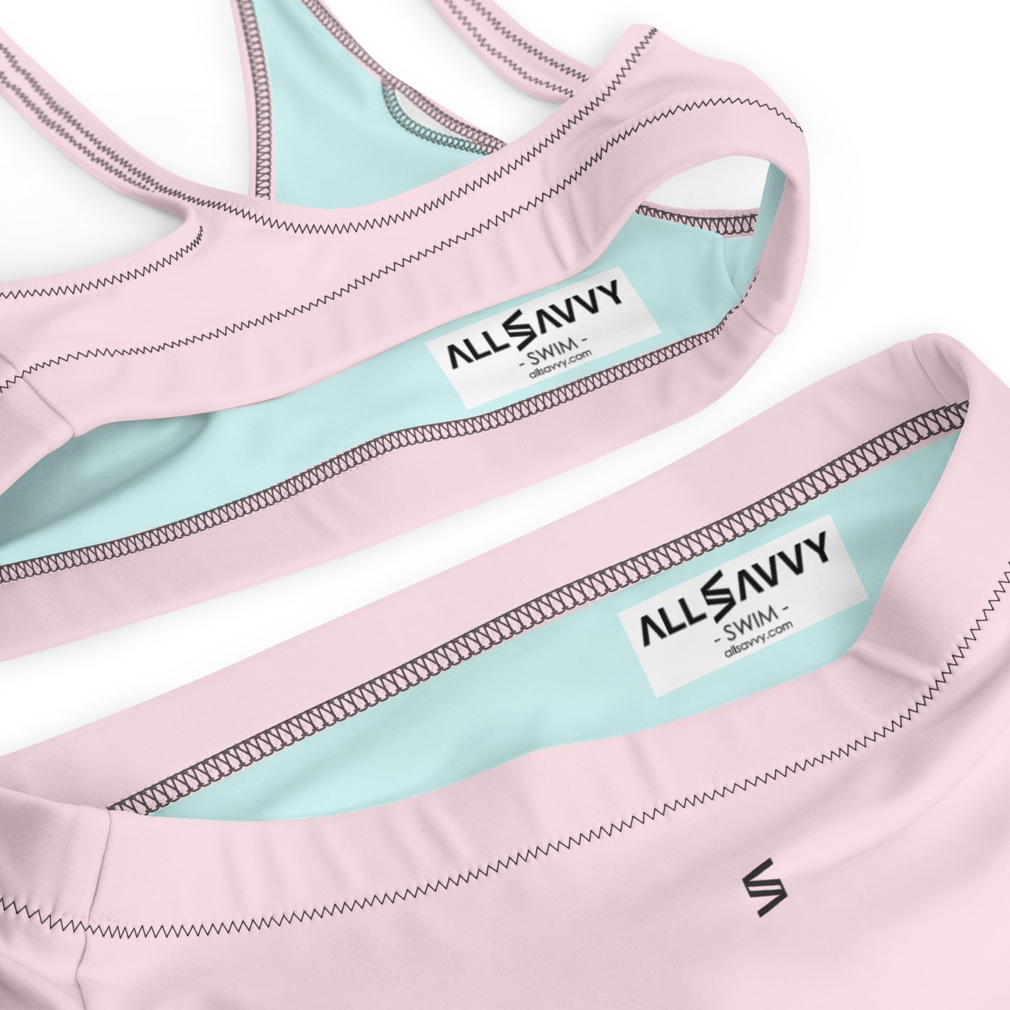 Classic Solid Color Women's Eco High-Waisted Bikini (Misty Rose)