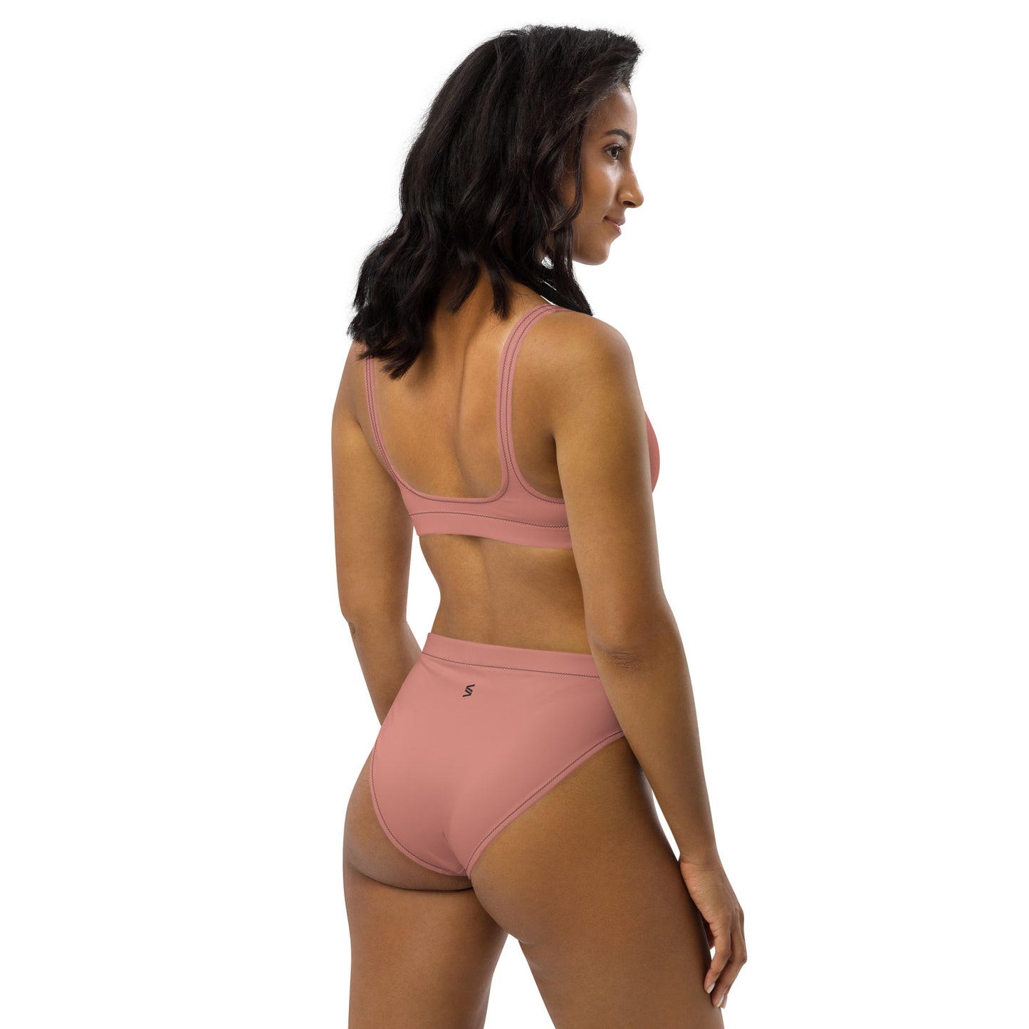 Classic Solid Color Women's Eco High-Waisted Bikini (Petite Orchid)