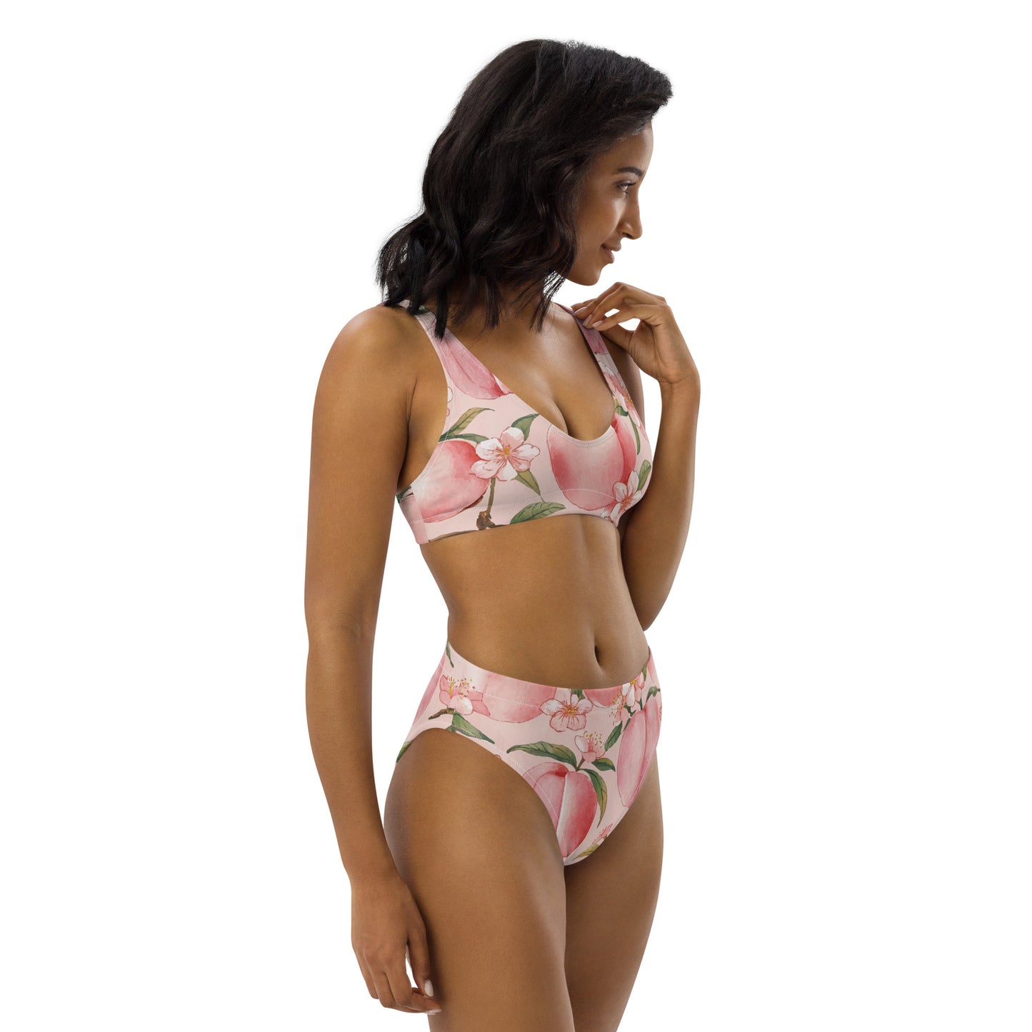 Peach Blossoms Women's Eco High-Waisted Bikini