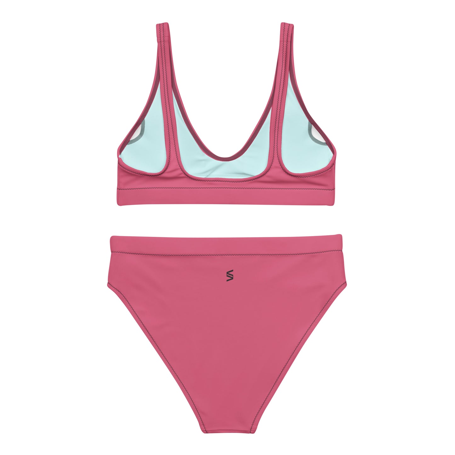Classic Solid Color Women's Eco High-Waisted Bikini (Raspberry Pink)