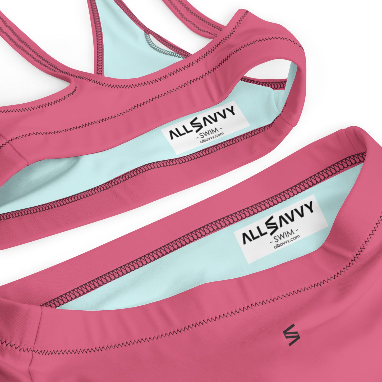 Classic Solid Color Women's Eco High-Waisted Bikini (Raspberry Pink)